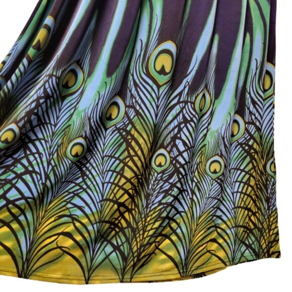 Long Sleeve Maxi Dress Peacok Motif Long Dress - One Size Fits Most- NEW ! - Picture 2 of 12